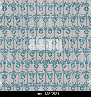 Geometric artdeco line style seamless floral pattern. Stock Vector