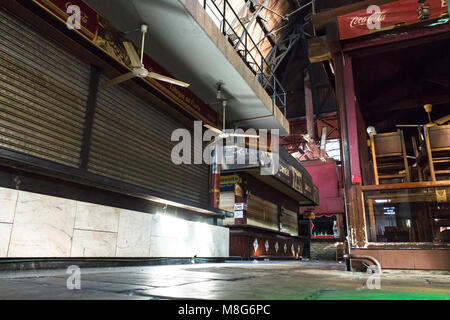 Montevideo, Uruguay - February 25th, 2018: Closed restaurants inside the Port Market (Mercado del puerto) Montevideo. Stock Photo