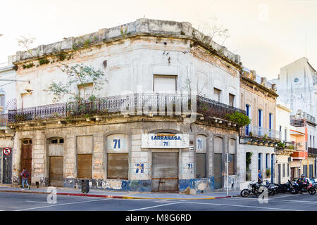 Montevideo, Uruguay - February 25th, 2018: The Larrañaga 71 cafe at a corner of the downtown near the Port of Montevideo. Stock Photo