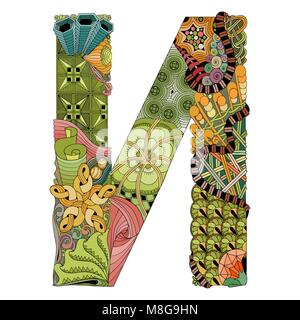 Hand-painted art design. Letter cyrillic zentangle object. Stock Vector