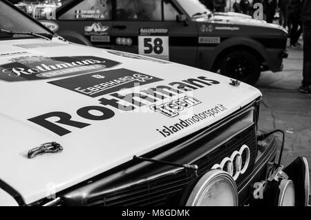 SAN MARINO - OTT 21, 2017 : AUDI QUATTRO A2 1983 in old racing car rally historical race Stock Photo