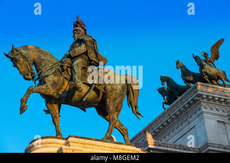 The equestrian statue of Victor Emmanuel on the Monument to Vittorio Emanuele II, Rome. Italy. Stock Photo