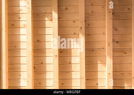 Part of new wooden wall - timbers and beams Stock Photo