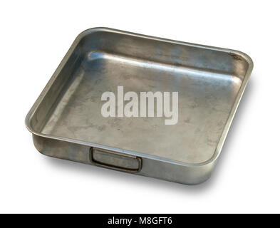 Old oven baking tray isolated on white with clipping path Stock Photo