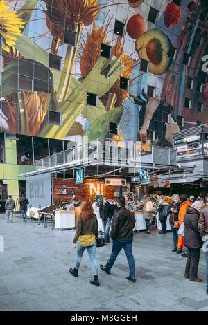 Market Hall Markthal Rotterdam, Netherlands. Interior view. Designed by MVRDV.