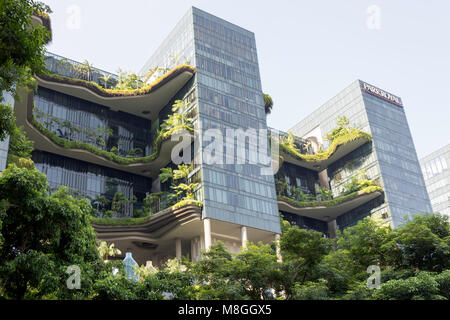 Vertical garden on levels of Parkroyal on Pickering Hotel, Upper Pickering Street, Chinatown, Outram District, Central Area, Singapore Stock Photo