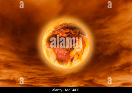 Burning earth -Global Warming Concept elements furnished by NASA .3d rendering. Stock Photo