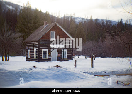 The old Bull River Guard Station homestead, on the East Fork of Bull River, in the Cabinet Mountains, located within the Kootenai National Forest. Stock Photo