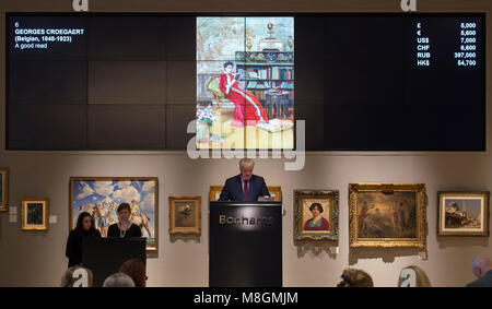 14 March 2018. The 19th Century European, Victorian and British Impressionist Art sale at Bonhams, London. Credit: Malcolm Park/Alamy Stock Photo