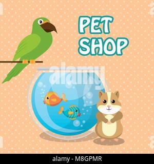 cute mascots pet shop icons vector illustration design Stock Vector