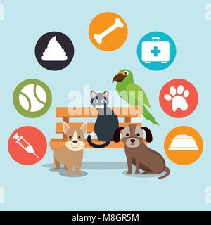 cute mascots pet shop icons vector illustration design Stock Vector