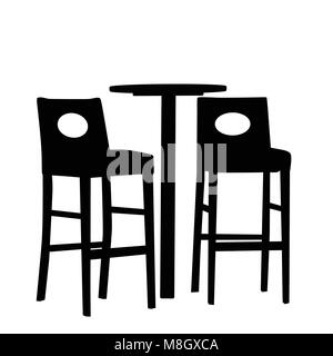 Two modern chairs and round table on white background, vector illustration Stock Vector