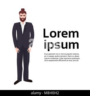 bearded Business Man Hipster Wearing Suit Over Background With Copy Space Stock Vector