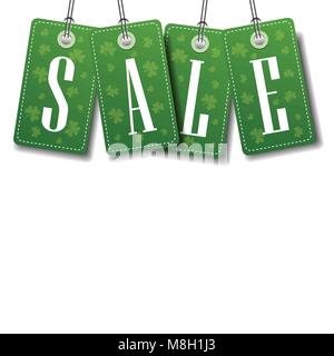 Green Sale Tags Border Over Template Background With Copy Space St. Patricks Day Concept Stock Vector