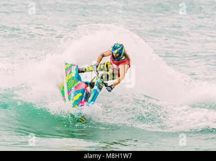 Jet-ski stunt rider in action Stock Photo