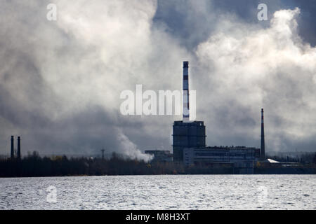 Emissions of smoke from factory chimneys big smoke Stock Photo
