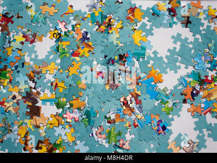 a lot of different puzzles in different colors . Stock Photo