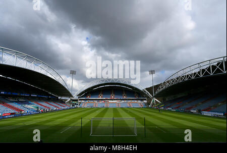 General view of the pitch ahead of the Premier League match at the John Smith's Stadium, Huddersfield. Stock Photo