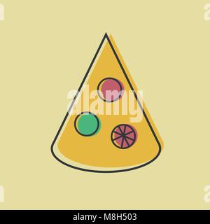 Pizza Vector Illustration in Line Art Flat Style Design Funny image Stock Vector