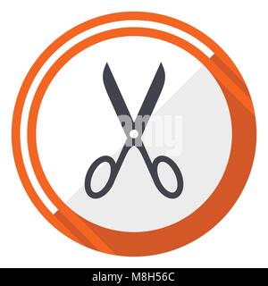 Scissors orange flat design vector web icon Stock Vector