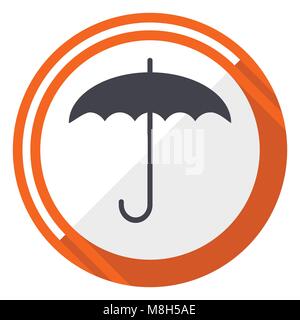 Umbrella orange flat design vector web icon Stock Vector