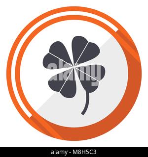 Four-leaf clover orange flat design vector web icon Stock Vector