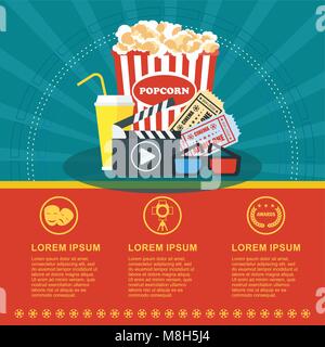 cinema blue poster Stock Vector