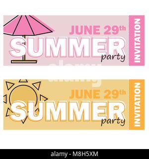Creative modern flat design invitation on summer party with line symbol Stock Vector