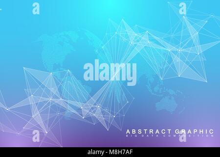 Virtual Graphic Background Communication with World Globe. A sense of science and technology. Digital data visualization. Vector illustration Stock Vector