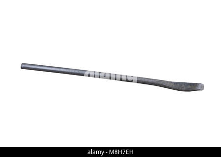 Old crowbar on white background white work wrecking . Stock Photo
