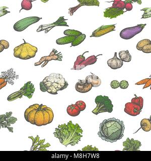 Colored seamless pattern set juicy ripe vegetables Stock Vector