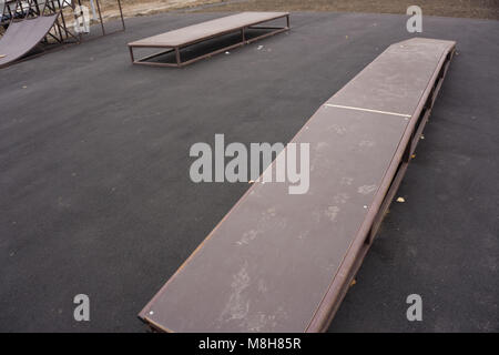 Ramp for practicing skateboarding or other sports in public park Stock Photo