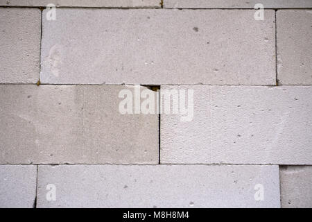 Raw AAC autoclaved aerated concrete wall, front view, editable background Stock Photo
