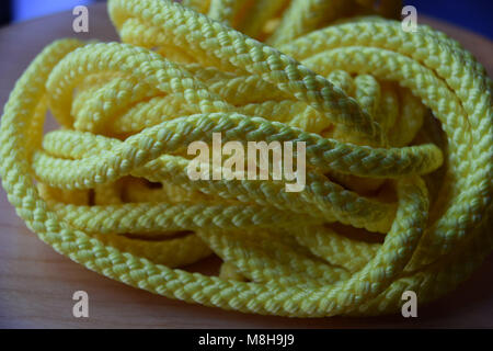 yellow rope polypropylene texture background Stock Photo