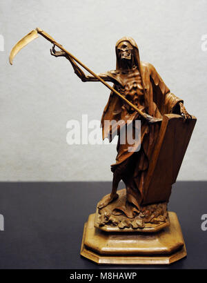 Death as the Grim Reaper. Southern Germany, 1750-1800. Wood. Museum Schnütgen. Cologne, Germany. Stock Photo