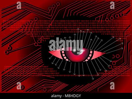 Cyber. digital background. abstract eye and binary code Stock Vector