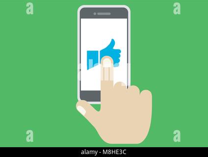 design vector of tap to like from smartphone Stock Vector