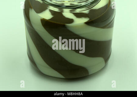 Front view of chocolate spread jar isolated on white background Stock Photo