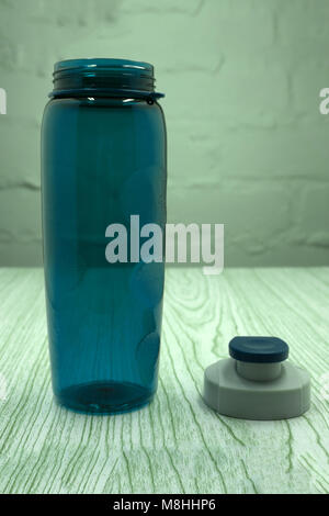 A blue sports drink water bottle isolated on a white background Stock Photo
