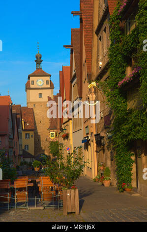 Markusturm, Markus Tower, Rothenburg ob der Tauber, Romantic Road, Romantische Strasse, Franconia, Bavaria, Germany, Europe. Stock Photo