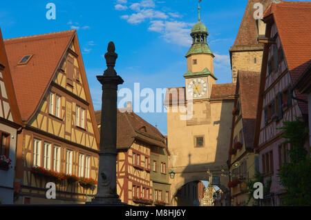 Markusturm, Markus Tower, Rothenburg ob der Tauber, Romantic Road, Romantische Strasse, Franconia, Bavaria, Germany, Europe. Stock Photo