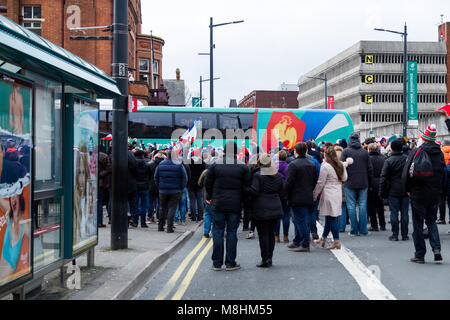 6 Nations Rugby 2018 Wales vs France in Millennium Stadium at Welsh Capitol Cardiff Stock Photo