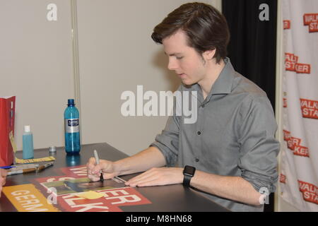 MANNHEIM, GERMANY - MARCH 17: Actor Chandler Riggs (Carl on The Walking Dead) at the Walker Stalker Germany convention. (Photo by Markus Wissmann) Stock Photo