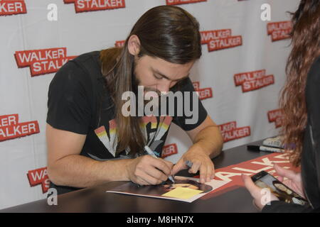 MANNHEIM, GERMANY - MARCH 17: Actor Tom Payne (Jesus on The Walking Dead) at the Walker Stalker Germany convention. (Photo by Markus Wissmann) Stock Photo