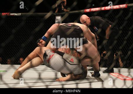 Dmitry Sosnovskiy (Blue Corner) defeats Mark Godbeer (Red Corner) in the second round via submission  Credit: Dan Cooke/Alamy Stock Photo