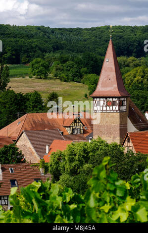 Wine village Haberschlacht, near Brackenheim: View with Jakobuskirche, Heilbronn District, Baden-Württemberg, Germany Stock Photo