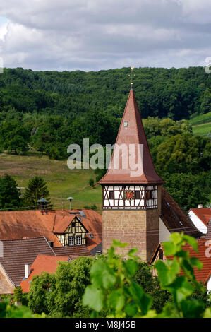 Wine village Haberschlacht, near Brackenheim: View with Jakobuskirche, Heilbronn District, Baden-Württemberg, Germany Stock Photo