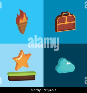 Icon set of video game concept over colorful squares, vector illustration Stock Vector