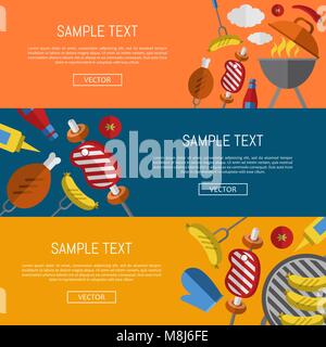 Barbecue grill horizontal website templates Stock Vector