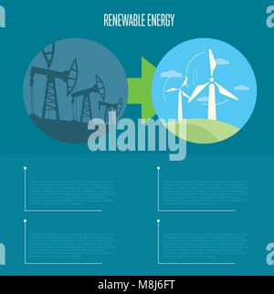 Evolution from industrial pollution to eco energy Stock Vector